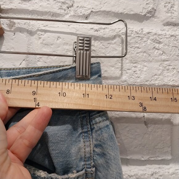 ZARA Jeans 00 Blue Faded Whiskers Wide Leg Tall High Waist 23 Cargo Teen - Picture 3 of 11